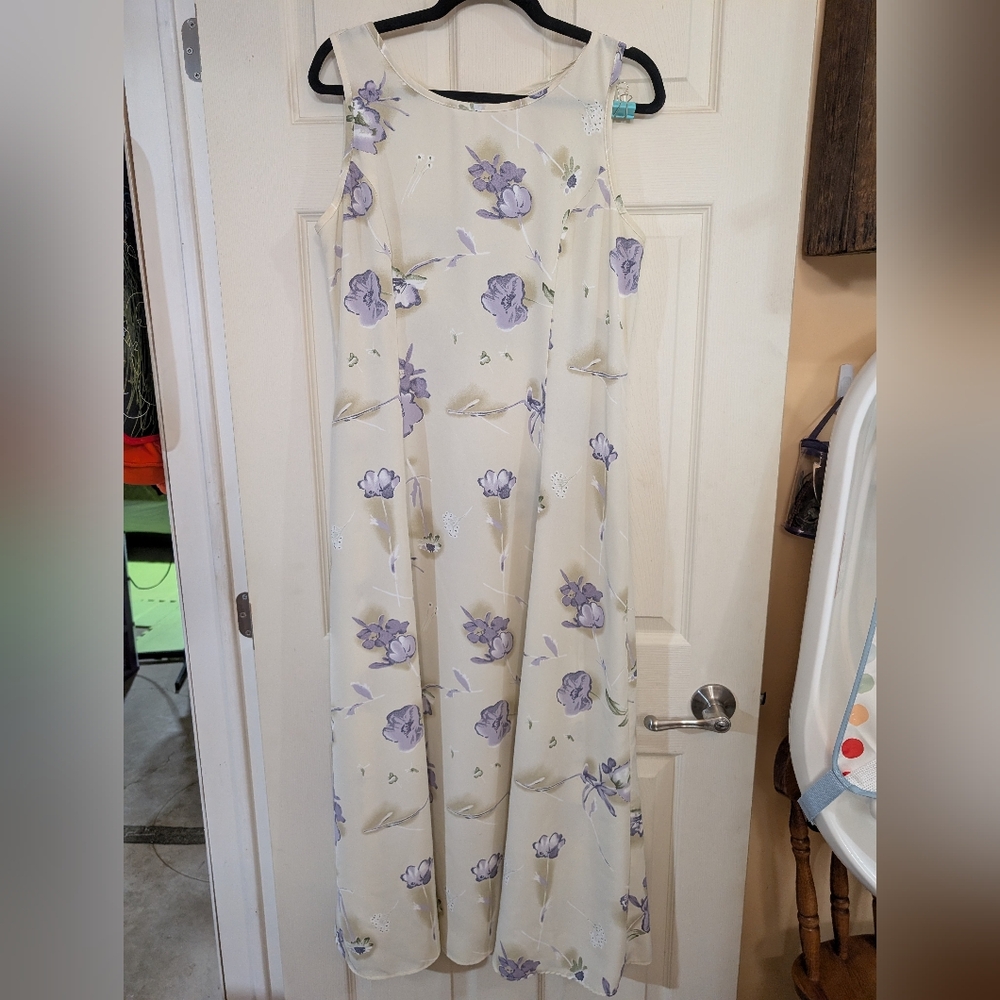 D12 Cleo Cream and Purple Floral Dress
